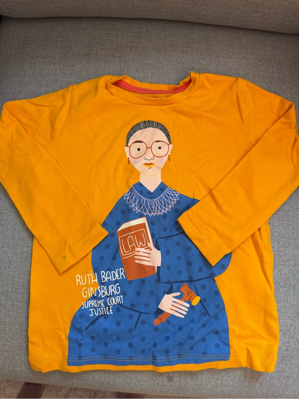 Piccolina Yellow & Blue Ruth Bader Ginsburg Graphic Long-Sleeve Tee